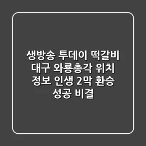 생방송 투데이 떡갈비, 대구 와룡총각 위치 정보! 인생 2막 환승 성공 비결