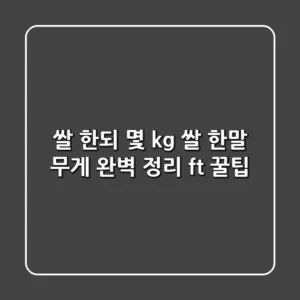 쌀 한되 몇 kg? 쌀 한말 무게 완벽 정리 (ft. 꿀팁)