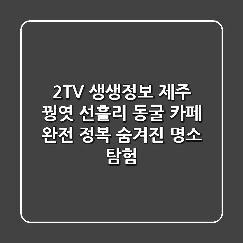 2TV 생생정보 제주 꿩엿 & 선흘리 동굴 카페 완전 정복! 숨겨진 명소 탐험