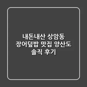 [내돈내산] 상암동 장어덮밥 맛집 양산도 솔직 후기