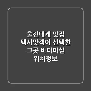 울진대게 맛집, 택시맛객이 선택한 그곳! 바다마실 위치정보