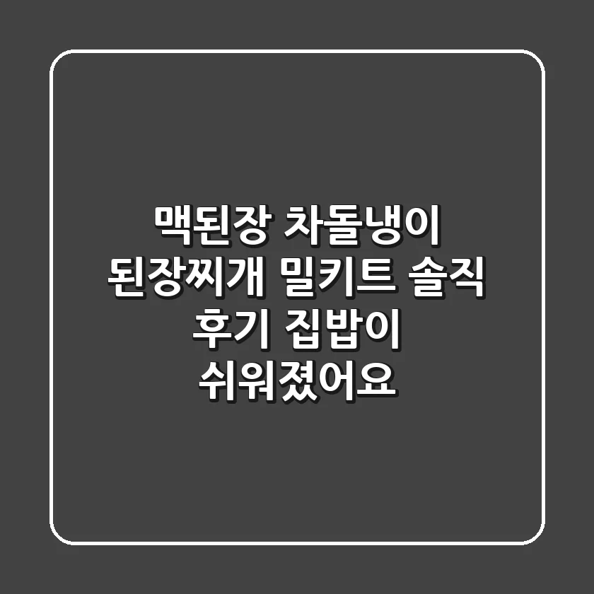 맥된장 차돌냉이 된장찌개 밀키트 솔직 후기: 집밥이 쉬워졌어요!
