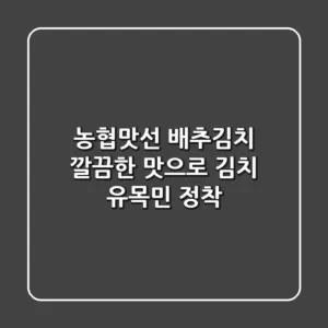 농협맛선 배추김치: 깔끔한 맛으로 김치 유목민 정착!