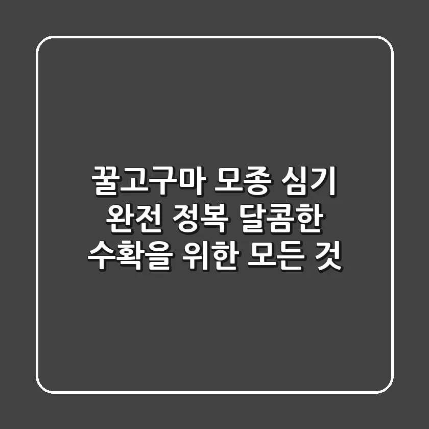 꿀고구마 모종 심기 완전 정복! 달콤한 수확을 위한 모든 것