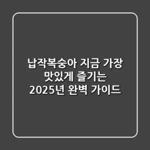 납작복숭아, 지금 가장 맛있게 즐기는 2025년 완벽 가이드
