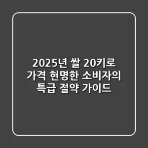 2025년 쌀 20키로 가격, 현명한 소비자의 특급 절약 가이드