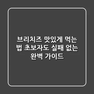 브리치즈 맛있게 먹는 법: 초보자도 실패 없는 완벽 가이드
