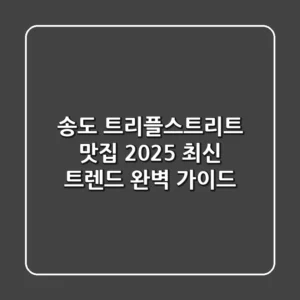 송도 트리플스트리트 맛집, 2025 최신 트렌드 완벽 가이드!