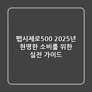 펩시제로500: 2025년 현명한 소비를 위한 실전 가이드