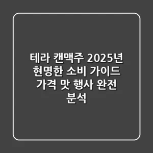 테라 캔맥주 2025년 현명한 소비 가이드: 가격, 맛, 행사 완전 분석