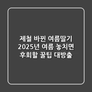 제철 바뀐 여름딸기? 2025년 여름, 놓치면 후회할 꿀팁 대방출!