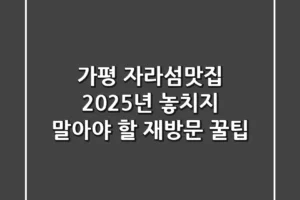 가평 자라섬맛집, 2025년 놓치지 말아야 할 재방문 꿀팁