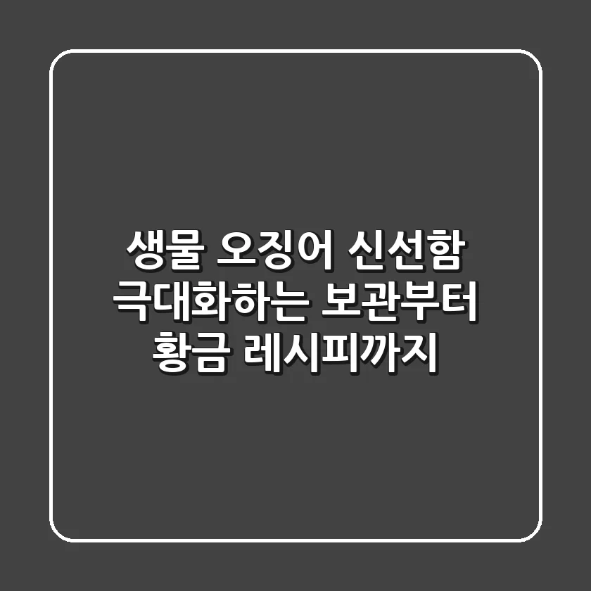 생물 오징어: 신선함 극대화하는 보관부터 황금 레시피까지