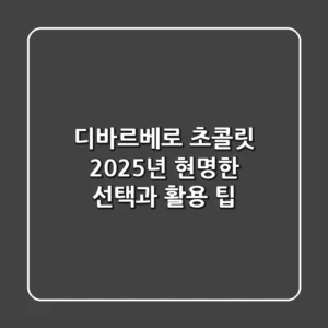 디바르베로 초콜릿, 2025년 현명한 선택과 활용 팁