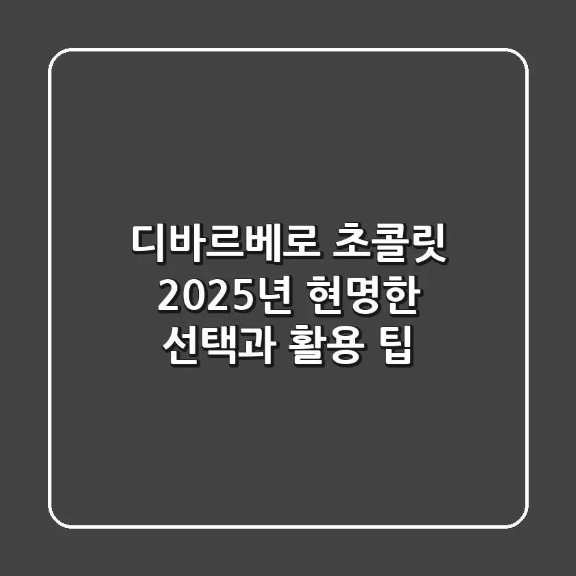 디바르베로 초콜릿, 2025년 현명한 선택과 활용 팁