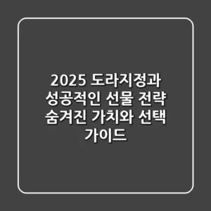 2025 도라지정과, 성공적인 선물 전략: 숨겨진 가치와 선택 가이드