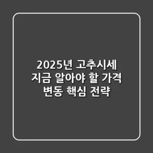 2025년 고추시세, 지금 알아야 할 가격 변동 핵심 전략!