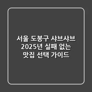 서울 도봉구 샤브샤브, 2025년 실패 없는 맛집 선택 가이드