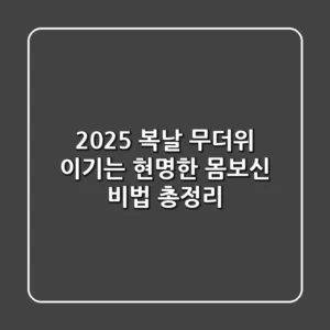 2025 복날, 무더위 이기는 현명한 몸보신 비법 총정리