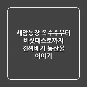 새암농장: 옥수수부터 버섯페스토까지, 진짜배기 농산물 이야기