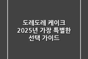 도레도레 케이크, 2025년 가장 특별한 선택 가이드