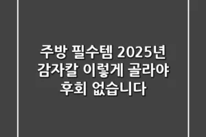 주방 필수템? 2025년 감자칼, 이렇게 골라야 후회 없습니다!