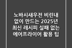노바시새우전 비린내 없이 만드는 2025년 최신 레시피: 실패 없는 에어프라이어 활용 팁