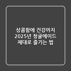 상콤함에 건강까지! 2025년 청귤에이드, 제대로 즐기는 법