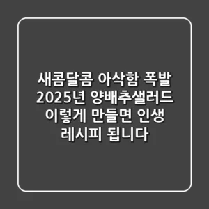 새콤달콤 아삭함 폭발! 2025년 양배추샐러드, 이렇게 만들면 인생 레시피 됩니다