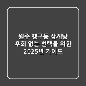 원주 행구동 삼계탕, 후회 없는 선택을 위한 2025년 가이드