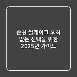순천 쌀케이크, 후회 없는 선택을 위한 2025년 가이드
