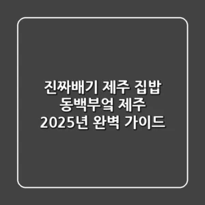 진짜배기 제주 집밥? '동백부엌 제주' 2025년 완벽 가이드