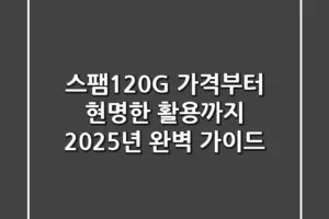 스팸120G, 가격부터 현명한 활용까지! 2025년 완벽 가이드