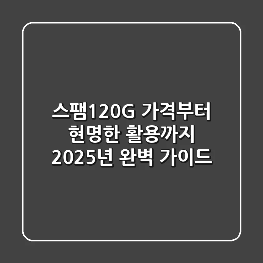 스팸120G, 가격부터 현명한 활용까지! 2025년 완벽 가이드