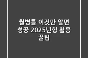 월병틀, 이것만 알면 성공! 2025년형 활용 꿀팁