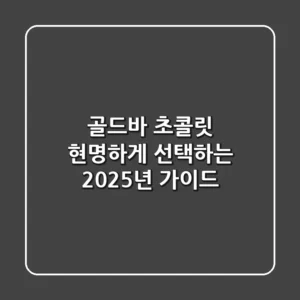 골드바 초콜릿, 현명하게 선택하는 2025년 가이드
