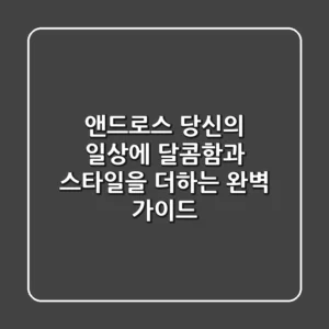 앤드로스: 당신의 일상에 달콤함과 스타일을 더하는 완벽 가이드