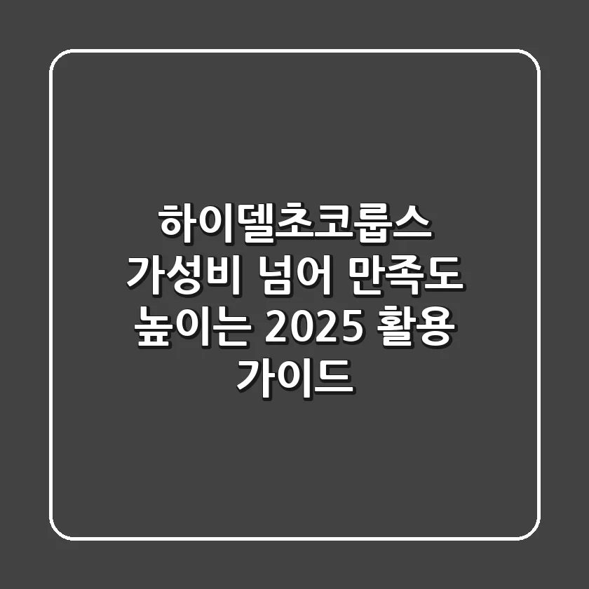 하이델초코룹스: 가성비 넘어 '만족도' 높이는 2025 활용 가이드
