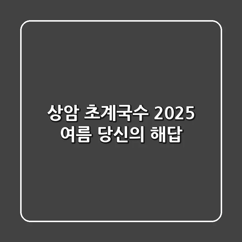 상암 초계국수, 2025 여름 당신의 해답