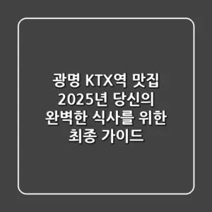 광명 KTX역 맛집, 2025년 당신의 완벽한 식사를 위한 최종 가이드