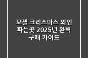 모젤 크리스마스 와인 파는곳: 2025년 완벽 구매 가이드