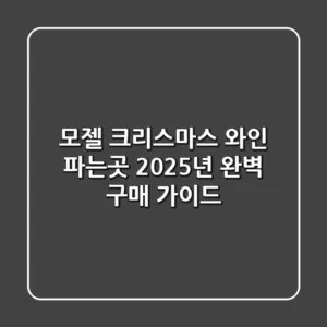 모젤 크리스마스 와인 파는곳: 2025년 완벽 구매 가이드