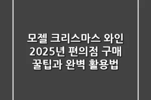 모젤 크리스마스 와인, 2025년 편의점 구매 꿀팁과 완벽 활용법