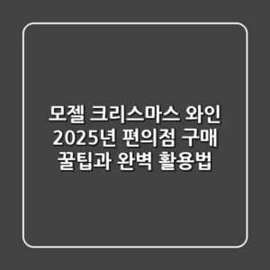 모젤 크리스마스 와인, 2025년 편의점 구매 꿀팁과 완벽 활용법