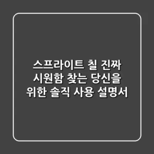 스프라이트 칠: "진짜 시원함" 찾는 당신을 위한 솔직 사용 설명서