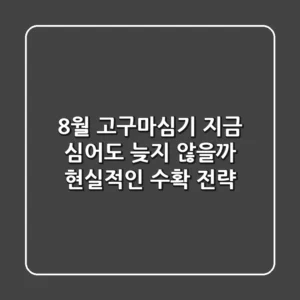 8월 고구마심기, 지금 심어도 늦지 않을까? 현실적인 수확 전략!