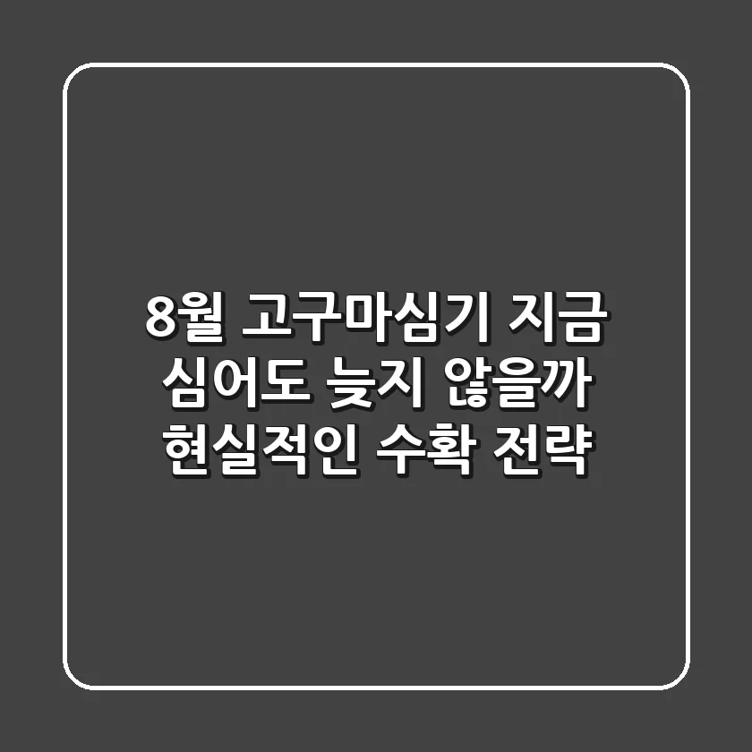 8월 고구마심기, 지금 심어도 늦지 않을까? 현실적인 수확 전략!