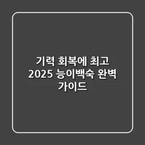 기력 회복에 최고! 2025 능이백숙 완벽 가이드