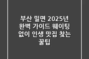 부산 밀면, 2025년 완벽 가이드: 웨이팅 없이 인생 맛집 찾는 꿀팁