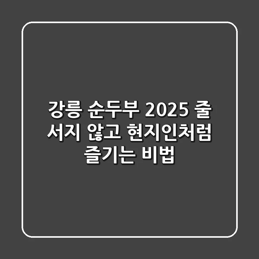 강릉 순두부 2025, 줄 서지 않고 현지인처럼 즐기는 비법